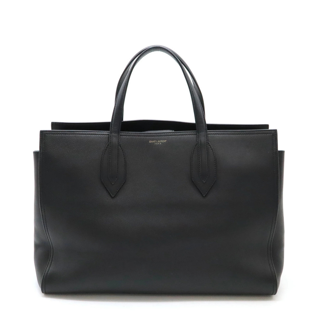 SAINT LAURENT PARIS YSL Yves Handbag Tote Bag Leather Black